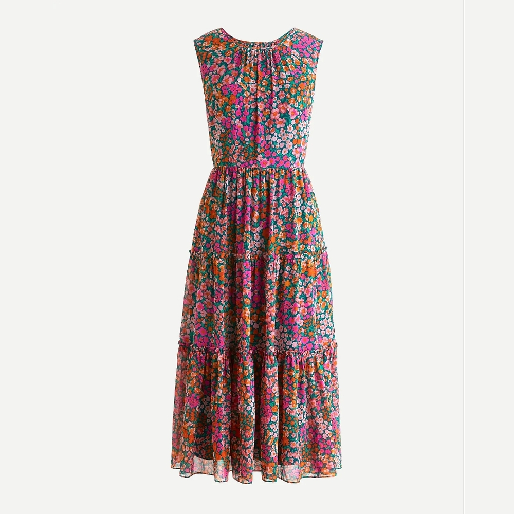 J.Crew Tiered Midi dress in Micro Meadow Print Size XS NWT